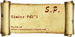 Simicz Pál névjegykártya